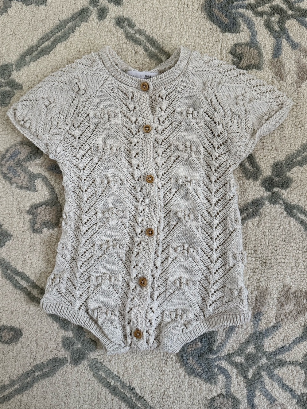 Zara Baby cream Neutral Knit Button-Front Baby Romper